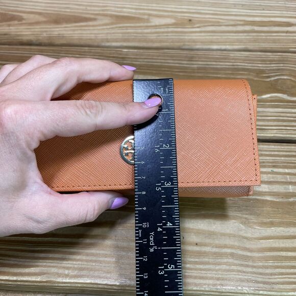 Tory Burch Sunglasses Case Orange Leather Magnetic Eyeglasses Case - Picture 9 of 10
